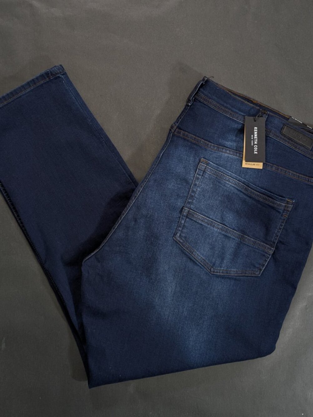 Kenneth Cole New York Mens Jeans 46x30 NWT Dark Wash Regular Fit Stretch Denim